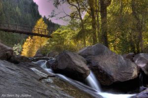 c31-3a-Waterfall with Bridge and Pink Sunset in Eldorado Canyon State Park.jpg